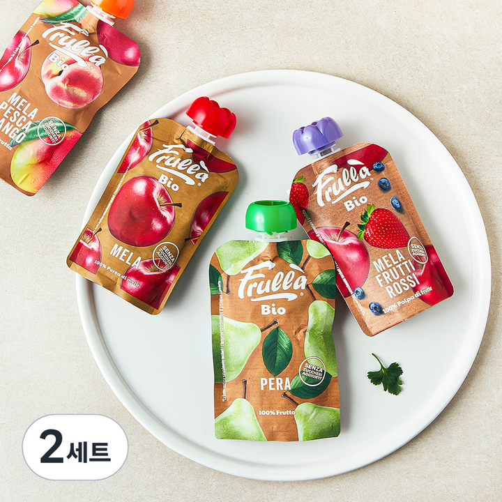 푸루라 유기농 사과 퓨레 100g + 배 퓨레 100g + 사과 블루베리 딸기 퓨레 100g + 사과 복숭아 망고 퓨레 100g 세트, 400g, 2세트