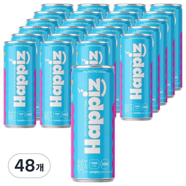 롯데칠성음료 해피즈 프리바이오틱 소다 트로피칼믹스, 48개, 355ml