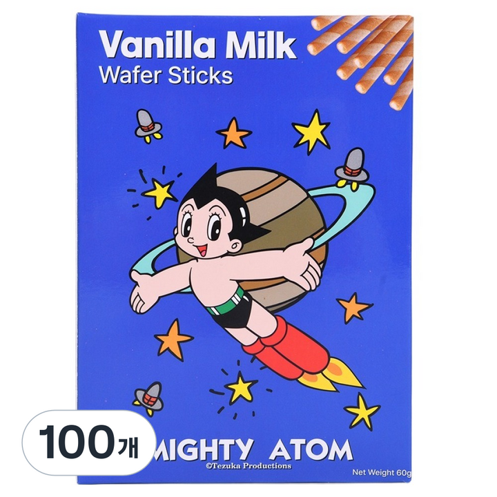 글로리아비스코 아톰 바닐라밀크맛 와퍼스틱 10p, 60g, 100개