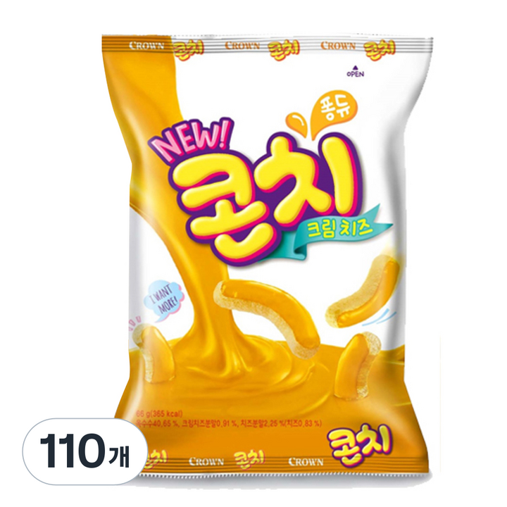 크라운 콘치 크림치즈 과자, 66g, 110개