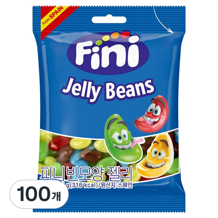 Fini 빈모양 젤리, 90g, 100개