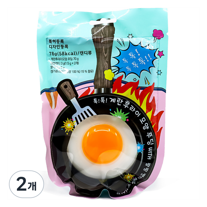 계란 후라이 모양 푸딩, 78g, 2개