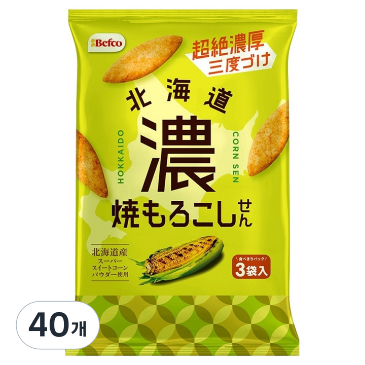 베프코 홋카이도 군옥수수맛 센베, 51g, 40개