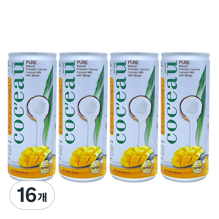 프리마베버리지 코쿠 코코넛밀크 드링크 망고, 240ml, 16개