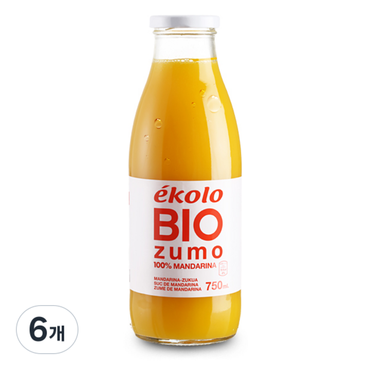 에콜로 유기농 NFC 프리미엄 오렌지 100퍼센트 착즙주스, 750ml, 6개