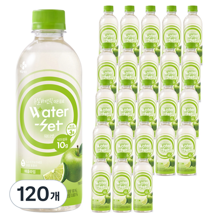 CJ제일제당 워터셋 듀얼바이오틱 이온음료 애플라임, 120개, 500ml