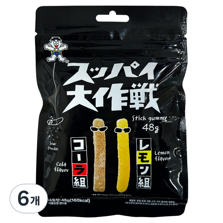 왕왕 스파이대작전 스틱젤리 콜라 / 레몬맛, 48g, 6개
