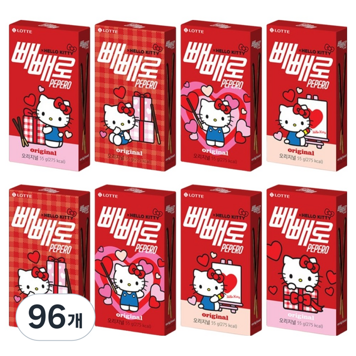 빼빼로 2026 오리지널 헬로 키티, 55g, 96개