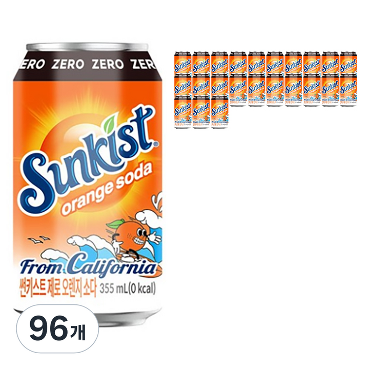 광동제약 썬키스트 제로 오렌지 소다, 355ml, 96개
