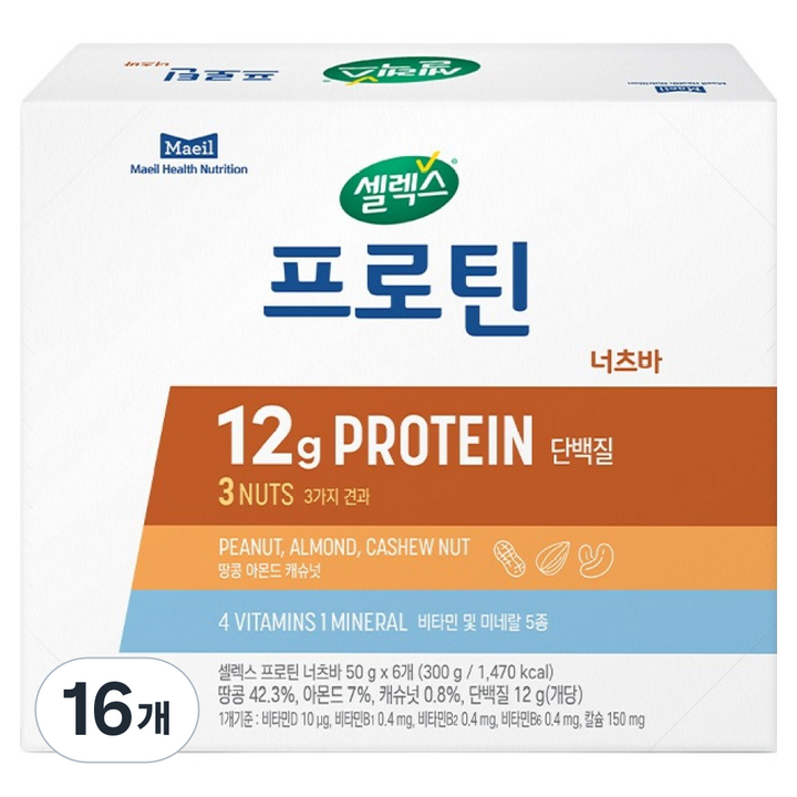 셀렉스 프로틴 너츠바, 300g, 16개