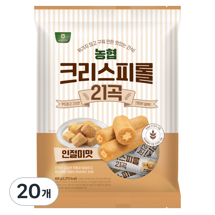 농협식품 크리스피롤 21곡 인절미맛, 400g, 20개