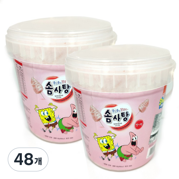 스폰지밥 솜사탕 딸기향, 40g, 48개