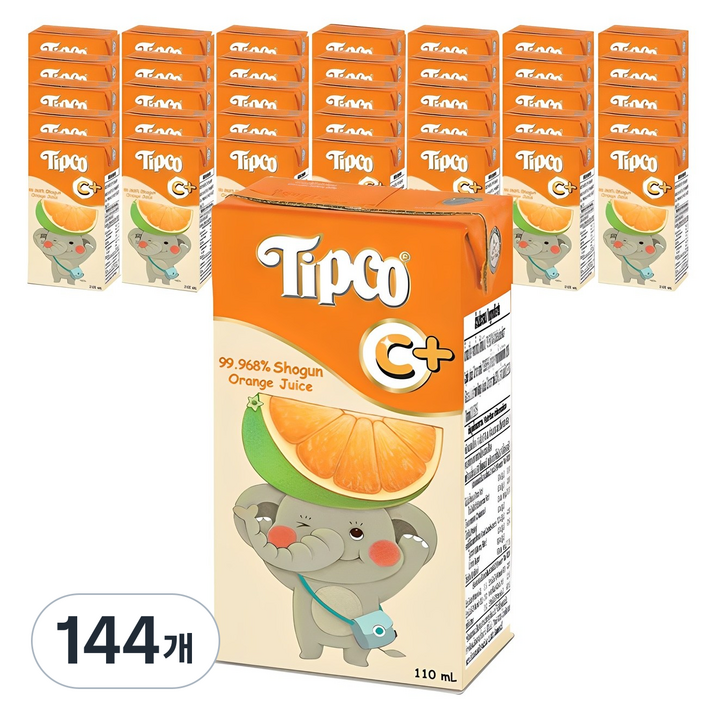 팁코 쇼군 오렌지 어린이 주스, 110ml, 144개