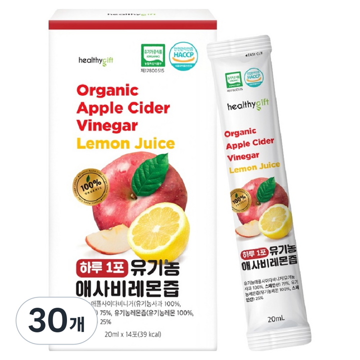 헬씨기프트 하루 1포 유기농 애사비 레몬즙 스틱, 30개, 280ml