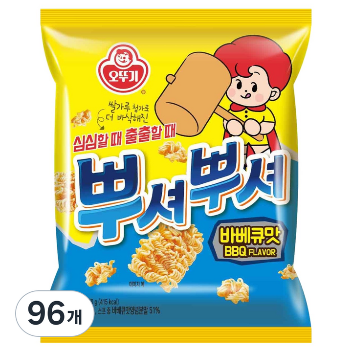 오뚜기 뿌셔뿌셔 바베큐맛, 90g, 96개