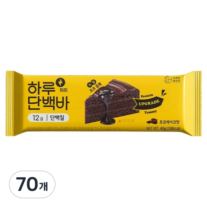 프로틴방앗간 하루단백바 제트 초코케이크맛, 40g, 70개