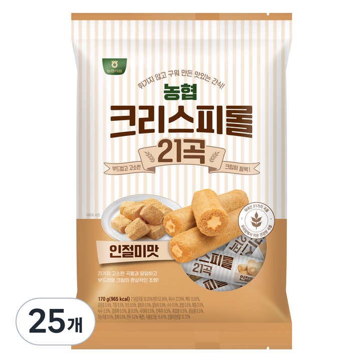 농협식품 크리스피롤 21곡 인절미맛, 170g, 25개