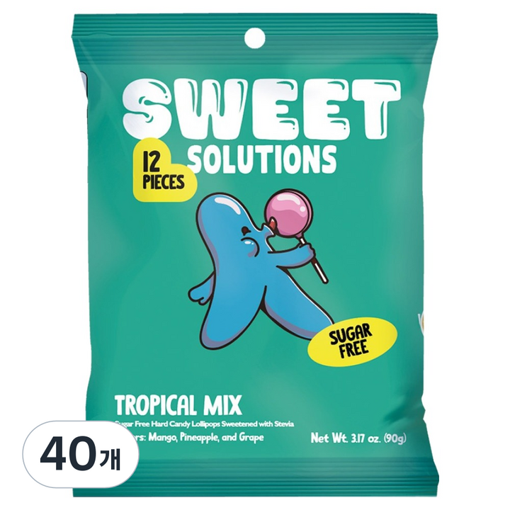 스위트 솔루션즈 트로피칼 믹스 막대사탕, 90g, 40개