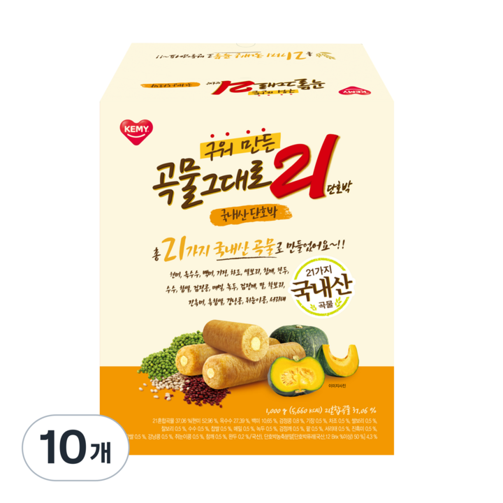곡물그대로21 구워만든 곡물 그대로21 과자 단호박, 1kg, 10개