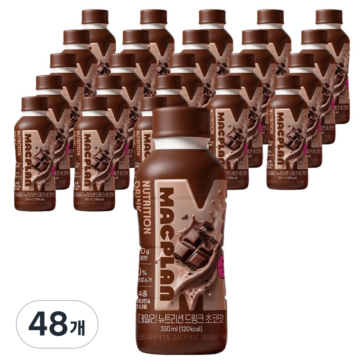 맥플랜 데일리 뉴트리션 단백질 드링크 초코맛, 48개, 350ml