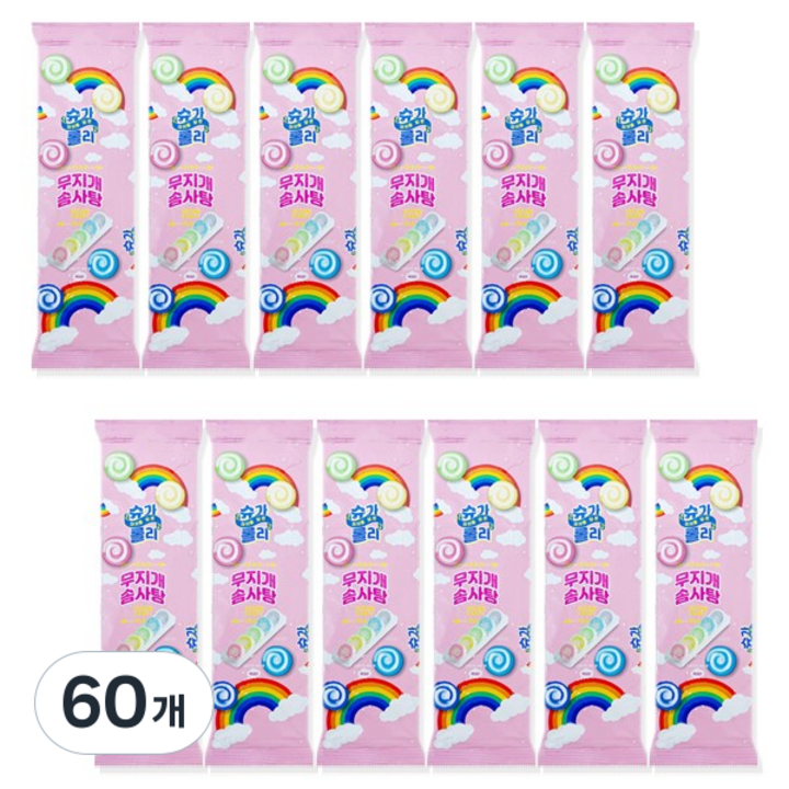 마카롱 닮은 슈가롤리 무지개 솜사탕, 12g, 60개