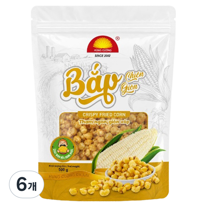 홍쿠옹 밥찌엔 바삭 튀긴 옥수수 스낵 과자, 500g, 6개