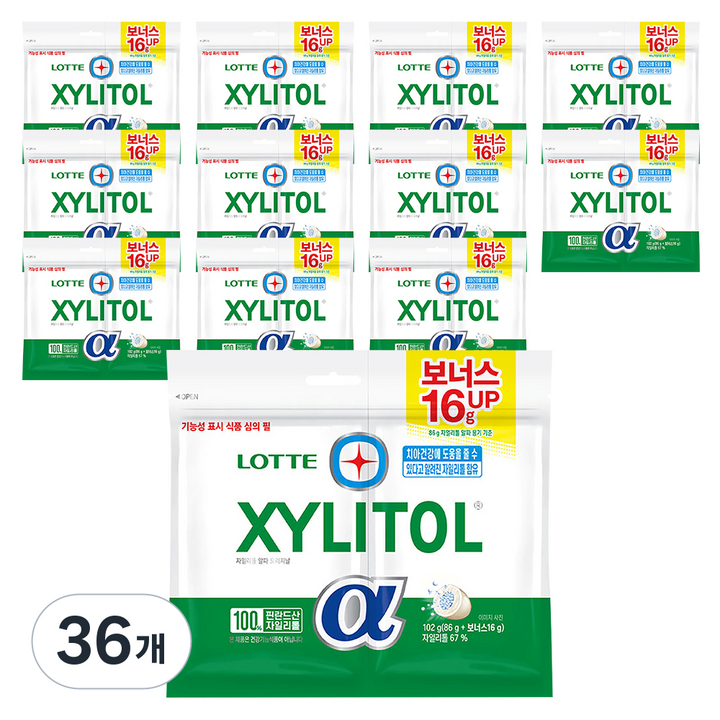 자일리톨 껌 알파 오리지날 리필, 102g, 36개