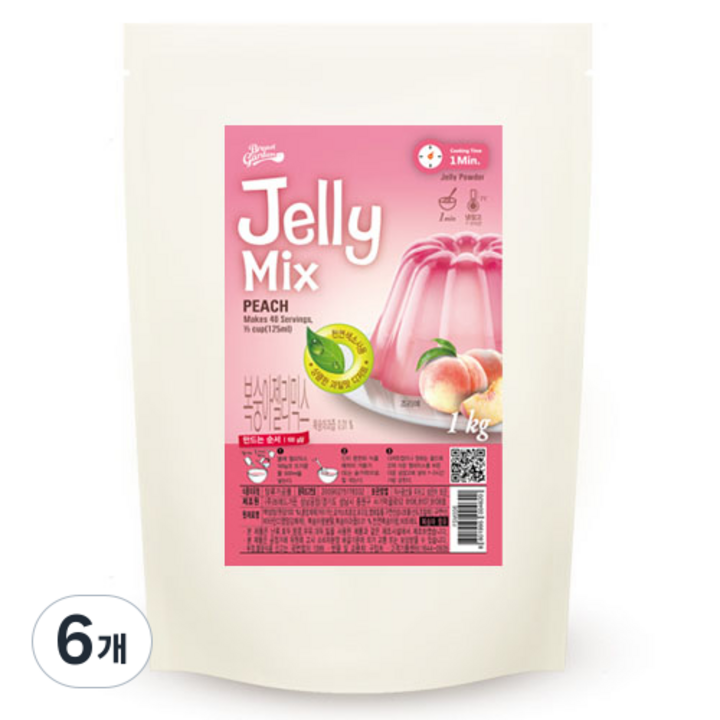 브레드가든 복숭아 젤리 만들기 믹스, 1kg, 6개