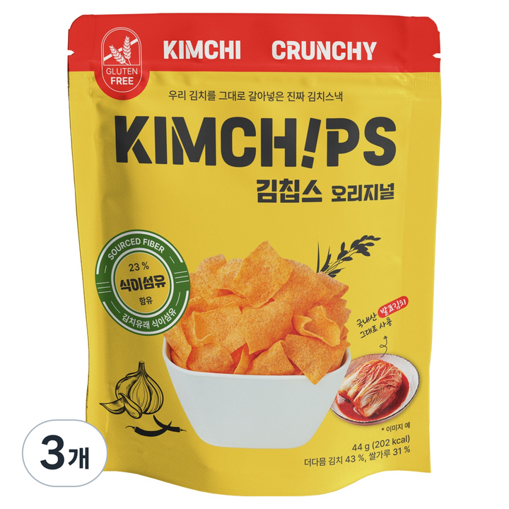 김칩스 더다믐 김치부각, 44g, 3개