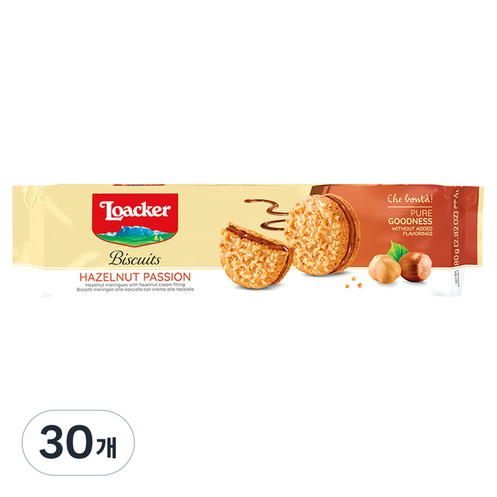 로아커 비스킷 헤이즐넛, 80g, 30개