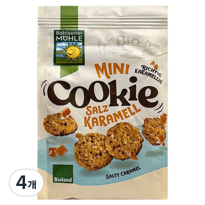 볼제너뮬러 유기농 솔티카라멜 미니쿠키, 125g, 4개
