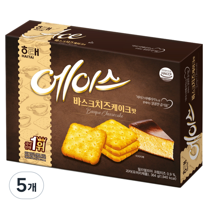 해태에이스 바스크치즈케이크맛, 364g, 5개