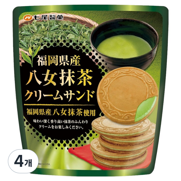 나나오제과 크림샌드 말차맛, 66g, 4개