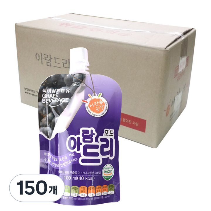 아람농장 아람드리 포도주스, 100ml, 150개
