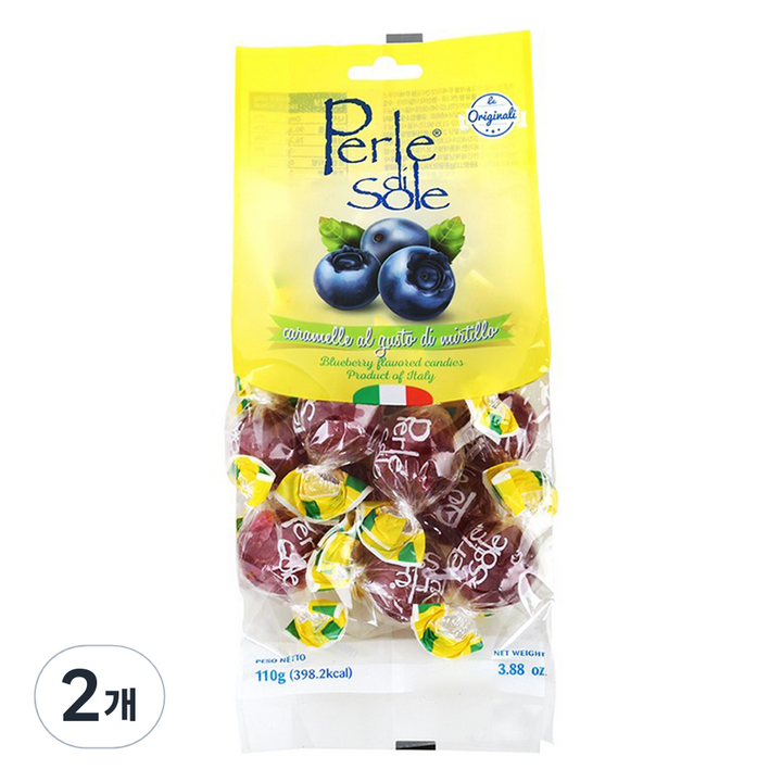 페를레디솔레 블루베리 사탕, 110g, 2개