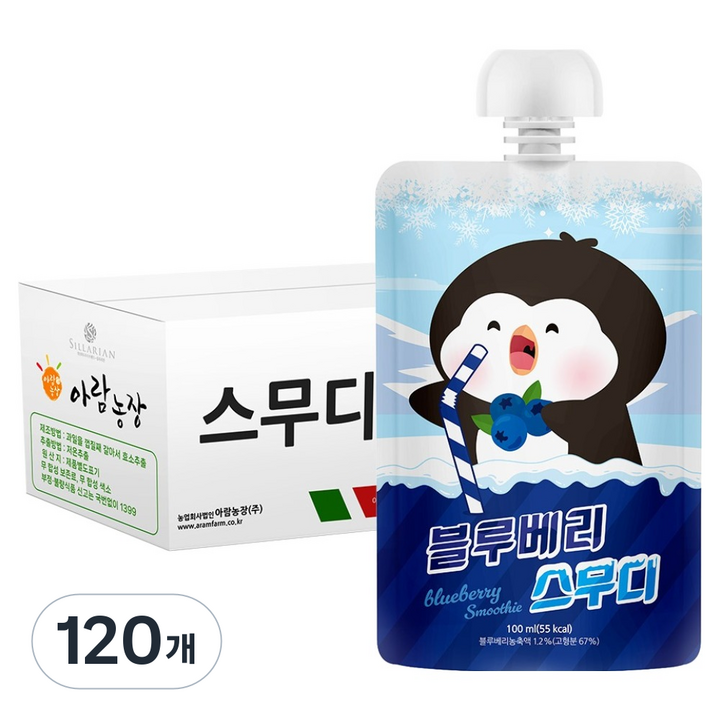 아람농장 블루베리 스무디, 120개, 100ml