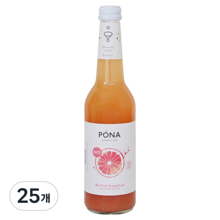 포나 유기농 스파클링 핑크 자몽 탄산음료, 25개, 330ml