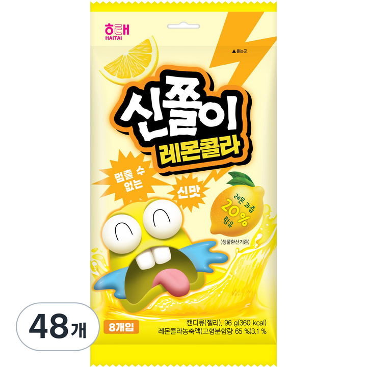 해태제과 신쫄이 레몬콜라 8개입, 96g, 48개