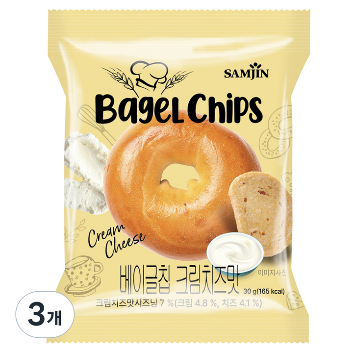 삼진 베이글칩 크림치즈맛, 30g, 3개