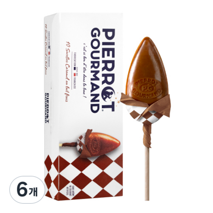 피에로구르망 밀크카라멜맛 롤리팝 10p, 130g, 6개