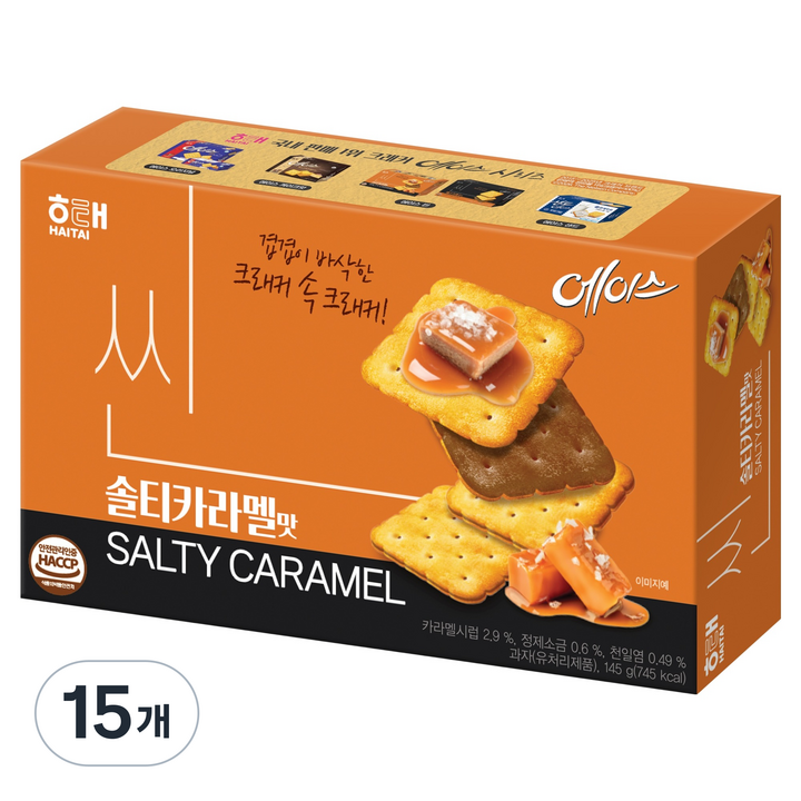 해태에이스 씬 솔티카라멜, 145g, 15개