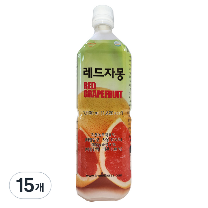 스위트코리아 레드자몽 액상, 1L, 15개