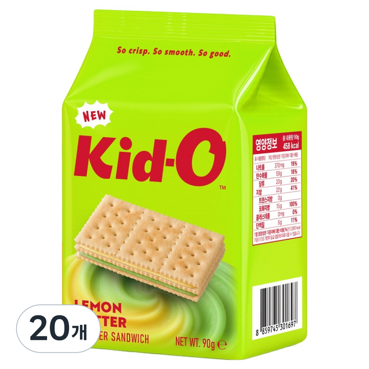 키드오 레몬 버터 크래커 샌드위치, 20개, 90g