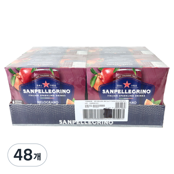 산펠레그리노 멜로그라노 앤 아란시아 석류 & 오렌지, 48개, 330ml