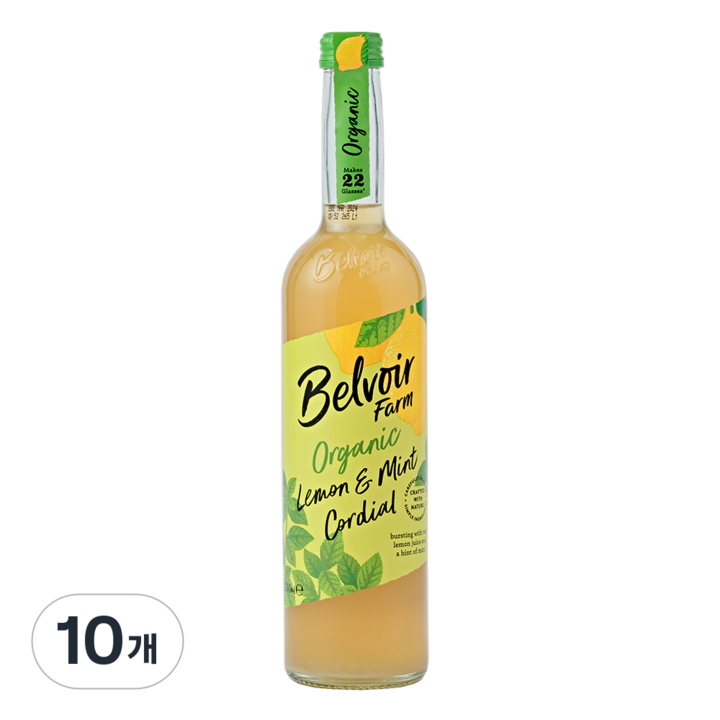 벨부아르 유기농 레몬 민트 코디얼 시럽, 500ml, 10개