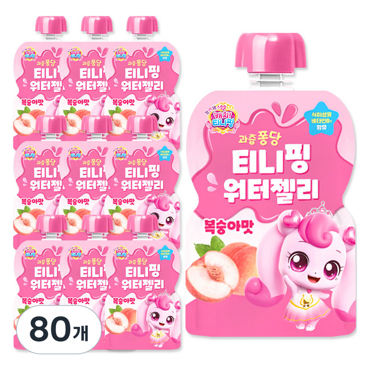 리더스인팜 캐치티니핑 프린세스 하츄핑 워터젤리 복숭아맛, 80개, 110ml