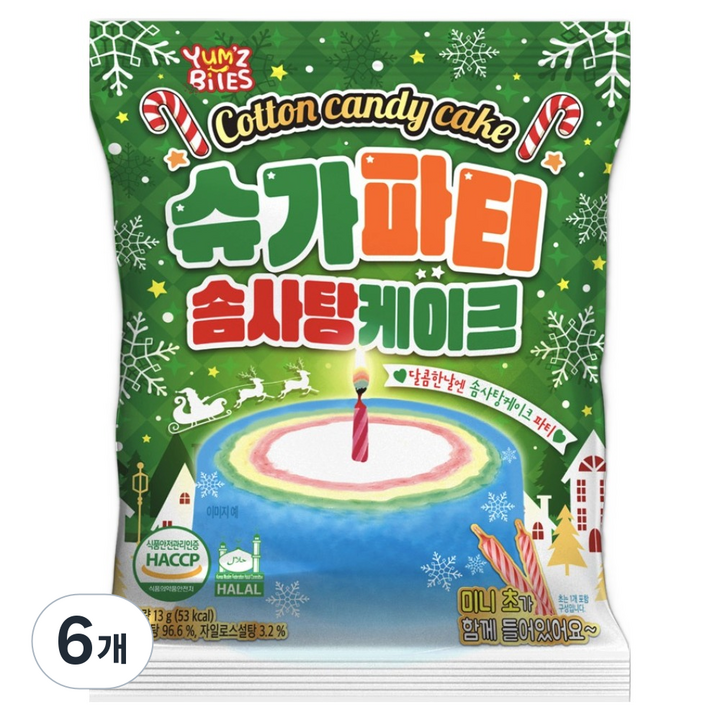 슈가파티 솜사탕 케이크, 6개, 13g