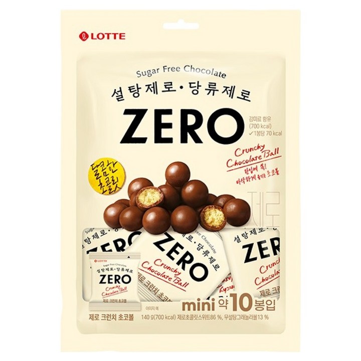롯데제로 크런치 초코볼, 1개, 140g