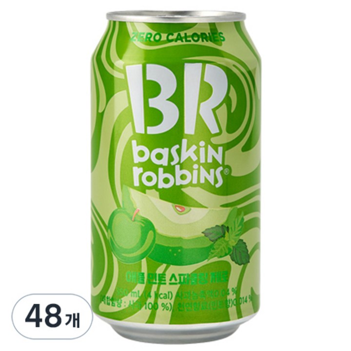 배스킨라빈스 애플 민트 스파클링 제로, 350ml, 48개