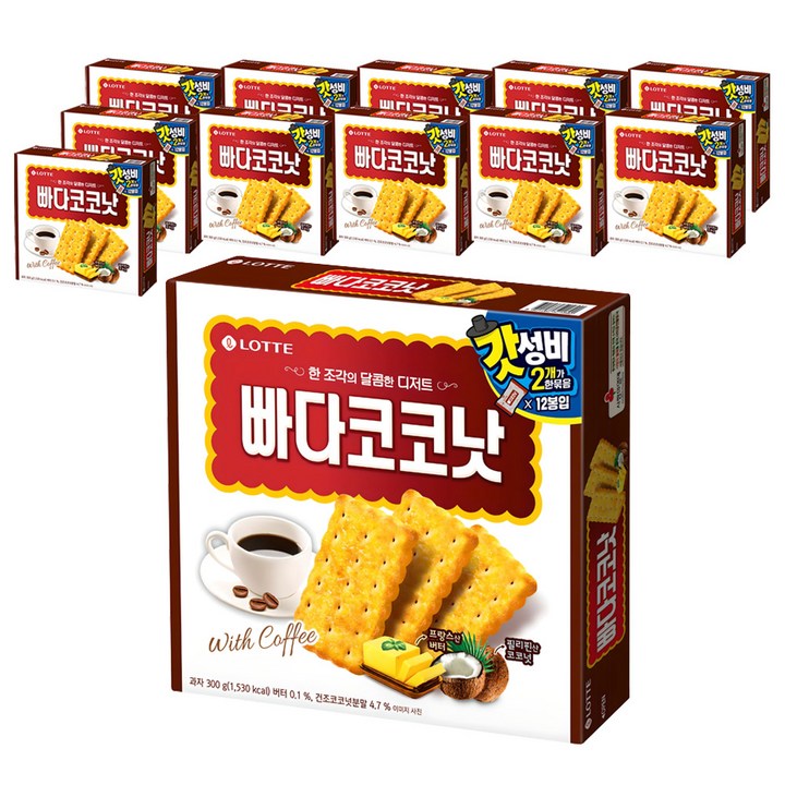 롯데웰푸드 빠다코코낫, 300g, 12개